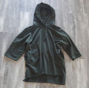 Dark Green Zara Oversized Hoodie 3/4 Sleeve